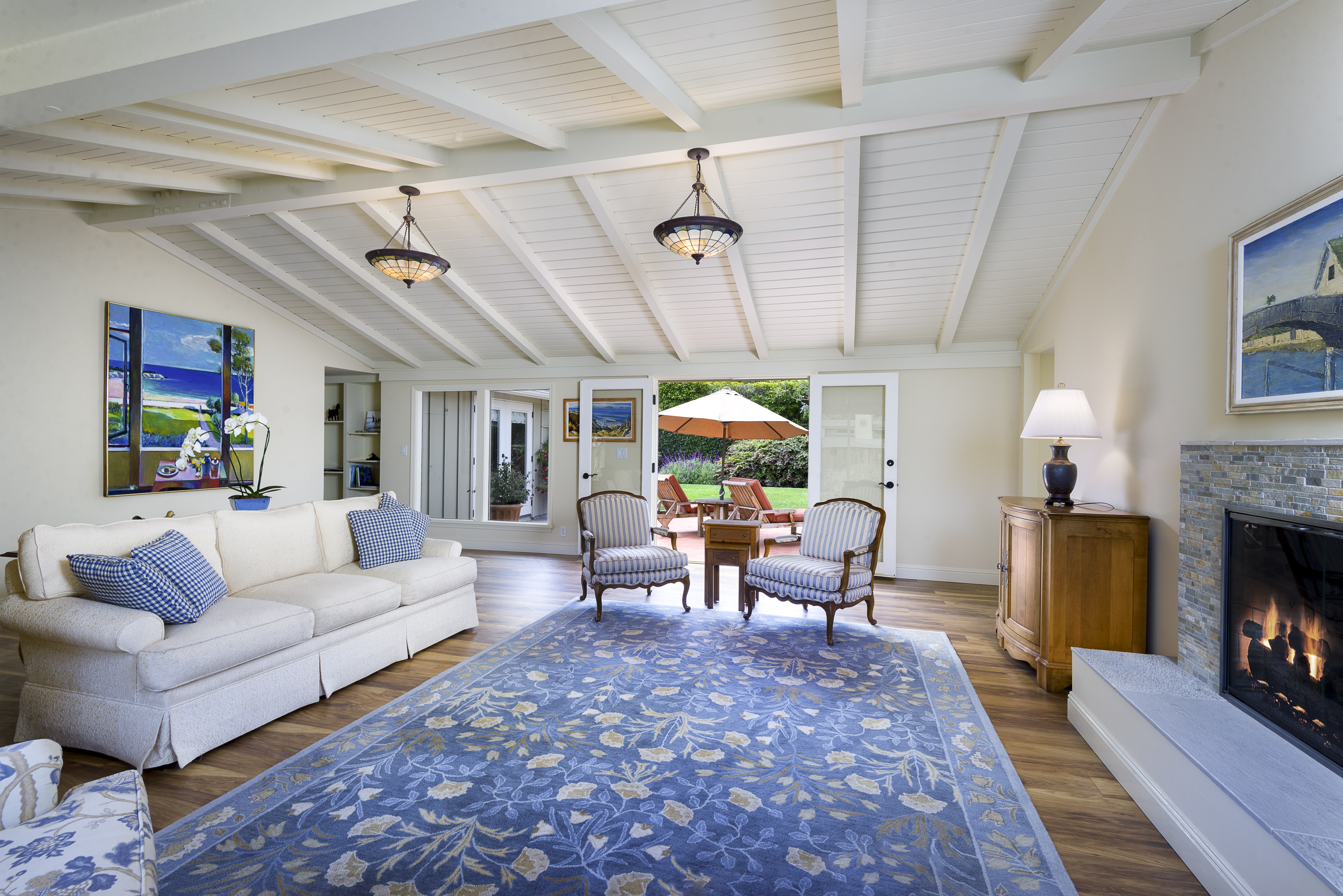 large open living room and fireplace